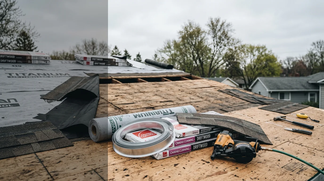 A freshly completed residential roof on a single-family home in Genesee County, Michigan, showing clean uniform shingle lines and properly finished ridge and eave edges. The surrounding yard is clear of debris, reflecting a completed roofing project in a typical Michigan residential neighborhood.